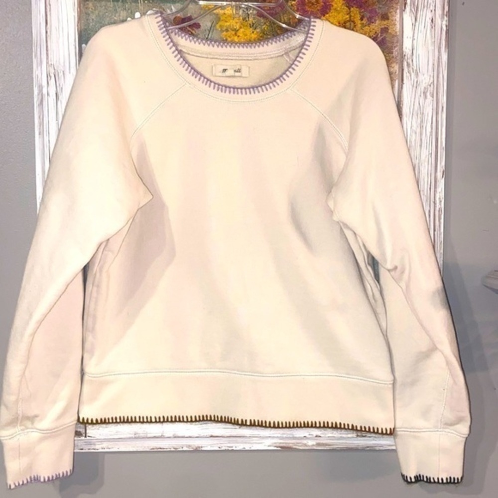 Madewell Cream Color Stitched Edge Sweatshirt Sweater Shirt Size XS Women’s